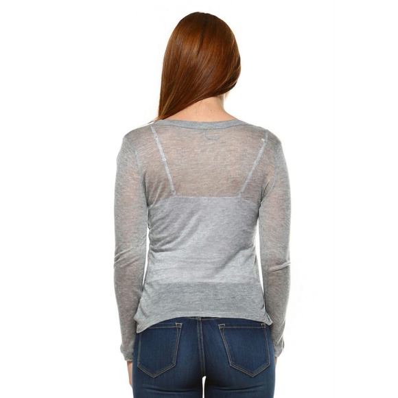 Women's Lightweight Sheer Cardigan Heather Gray - Picture 4 of 4